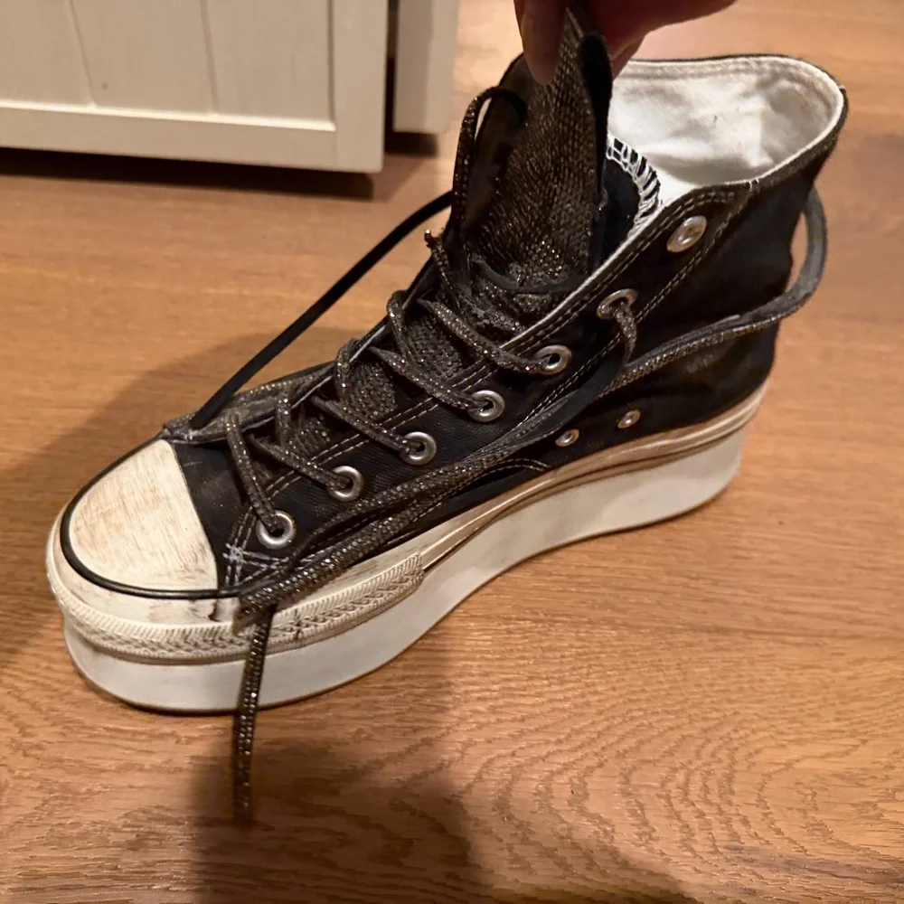 Converse Black Glitter Platform High-Top Sneakers